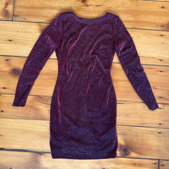 Windsor Glitter Mini Deep Back Cut Long Sleeve Dress - Picture 1 of 2